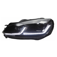 P�edn� LED sv�tla (lampy) �ern� 7.5 Look + homologovan� DRL denn� sv�cen� + dynamick� LED blinkr VW Golf VI -- rok v�roby 2008-12