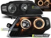 Přední světla Volkswagen Passat 3C, 2005-2010, Angel Eyes, černé black Přední světla Volkswagen Passat 3C, 2005-2010, Angel Eyes, černé black